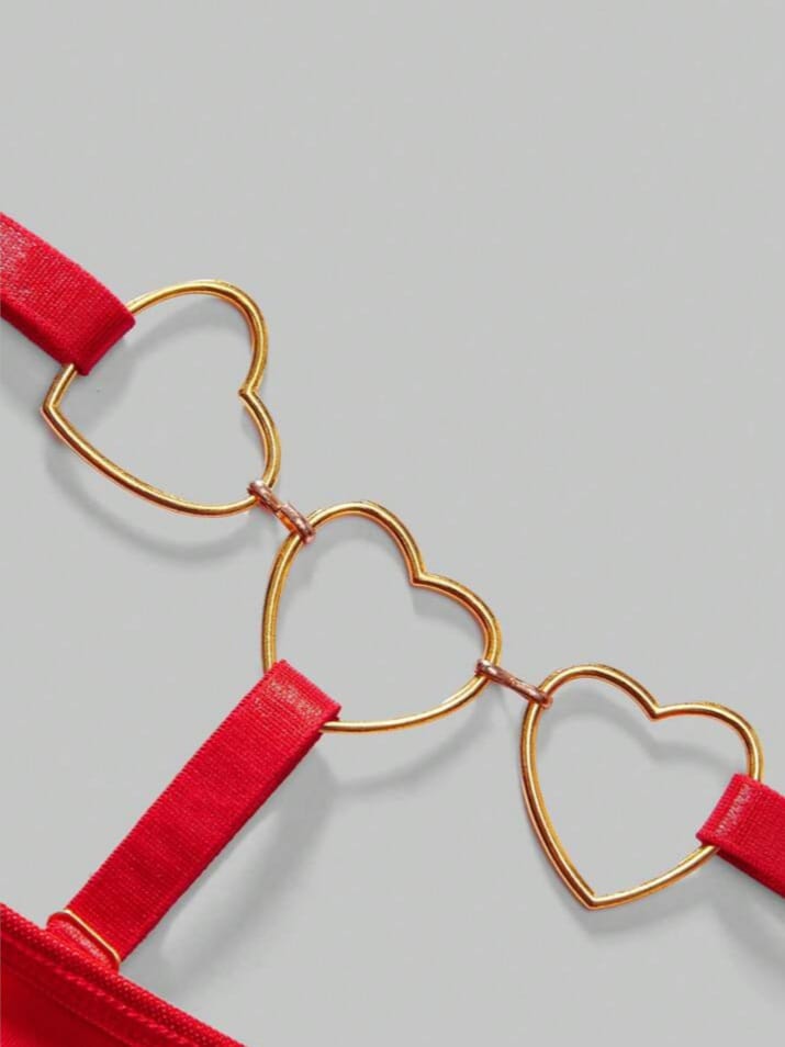 Men's Seductive Hollow Mesh Heart Chain Connected Underwear